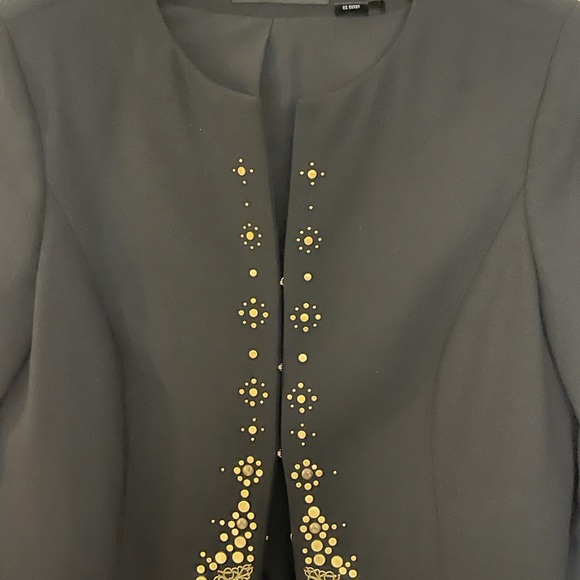 Dana Buchman Tailored Black Wool Blazer with Brass Metal Pattern Elegant - Picture 2 of 11